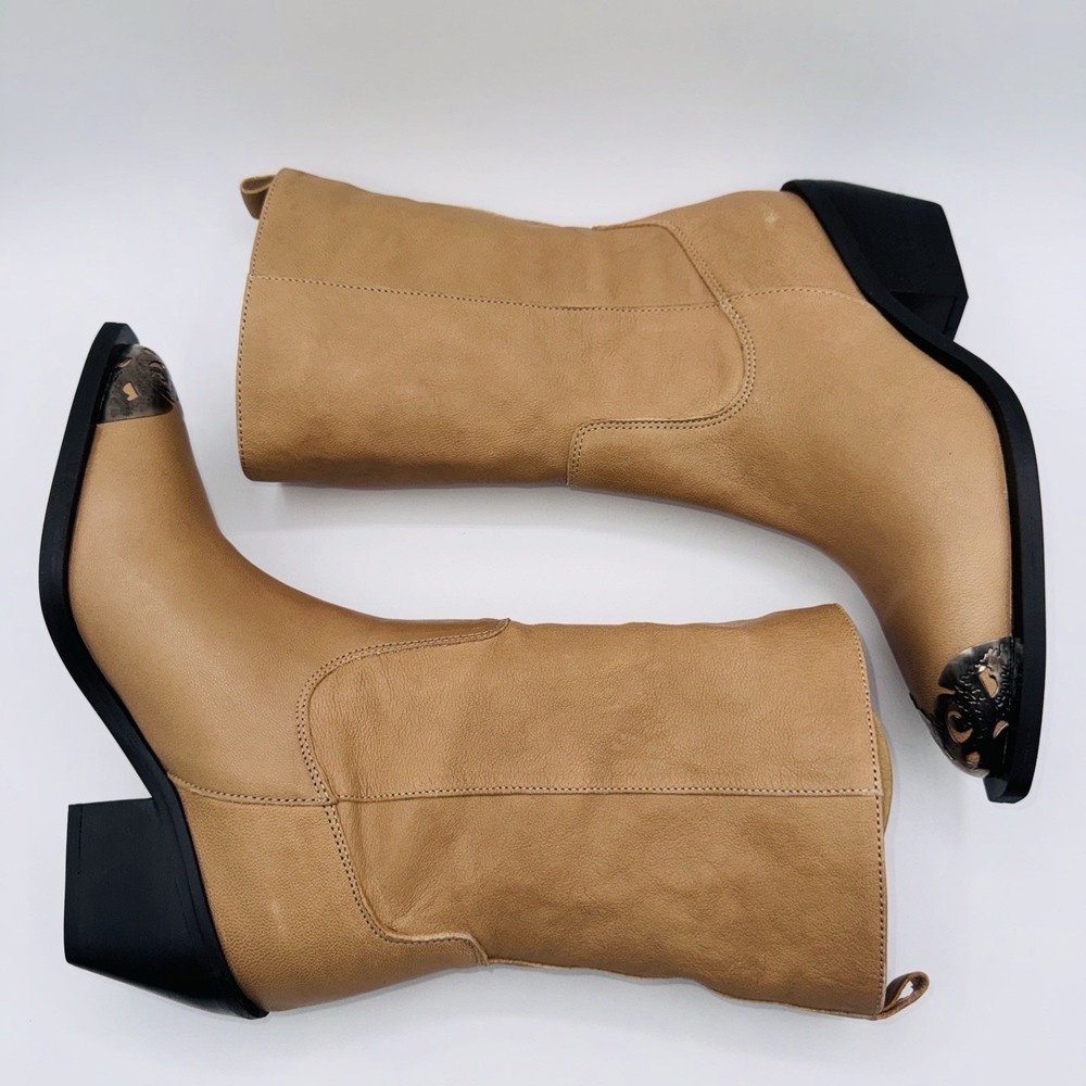 Free People Faster Horses Filigree Boot Women's Size 7.5 Camel Leather Cap Toe - Picture 4 of 16